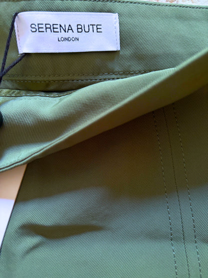 New With Tags Serena Bute Khaki Pleated Mini Skirt UK 14