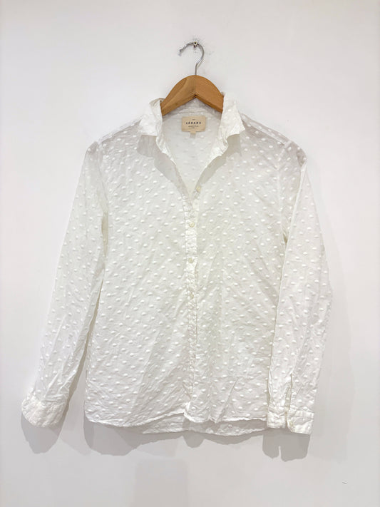 Sézane White Textured Shirt UK 8