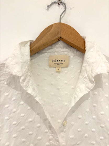 Sézane White Textured Shirt UK 8