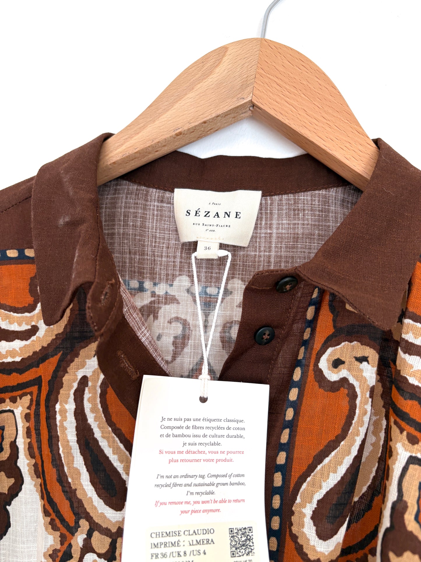 New With Tags Sézane Claudio Palmera Blouse UK 8