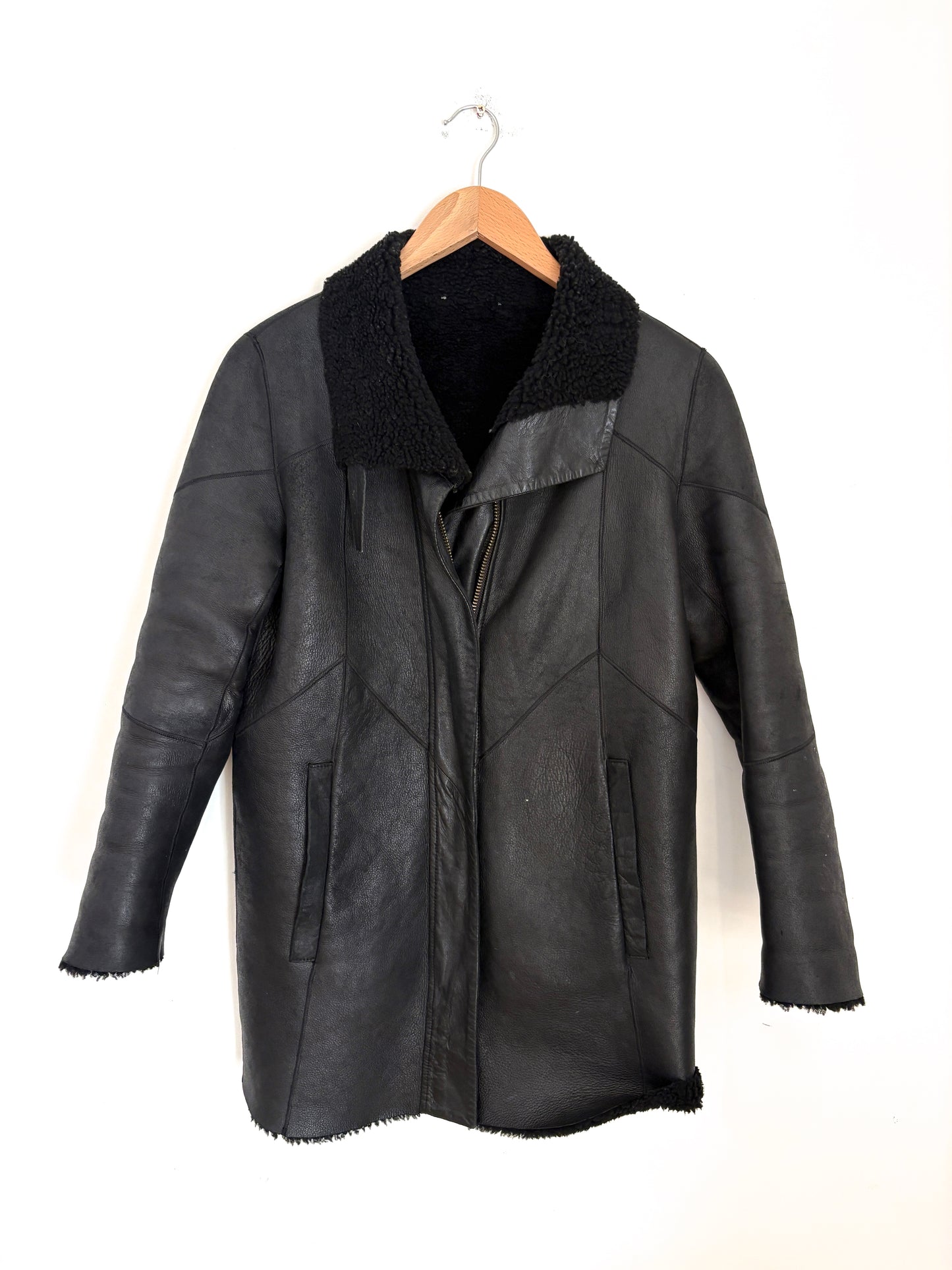Theory Black Shearling Coat S