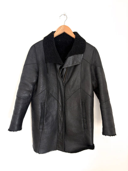 Theory Black Shearling Coat S