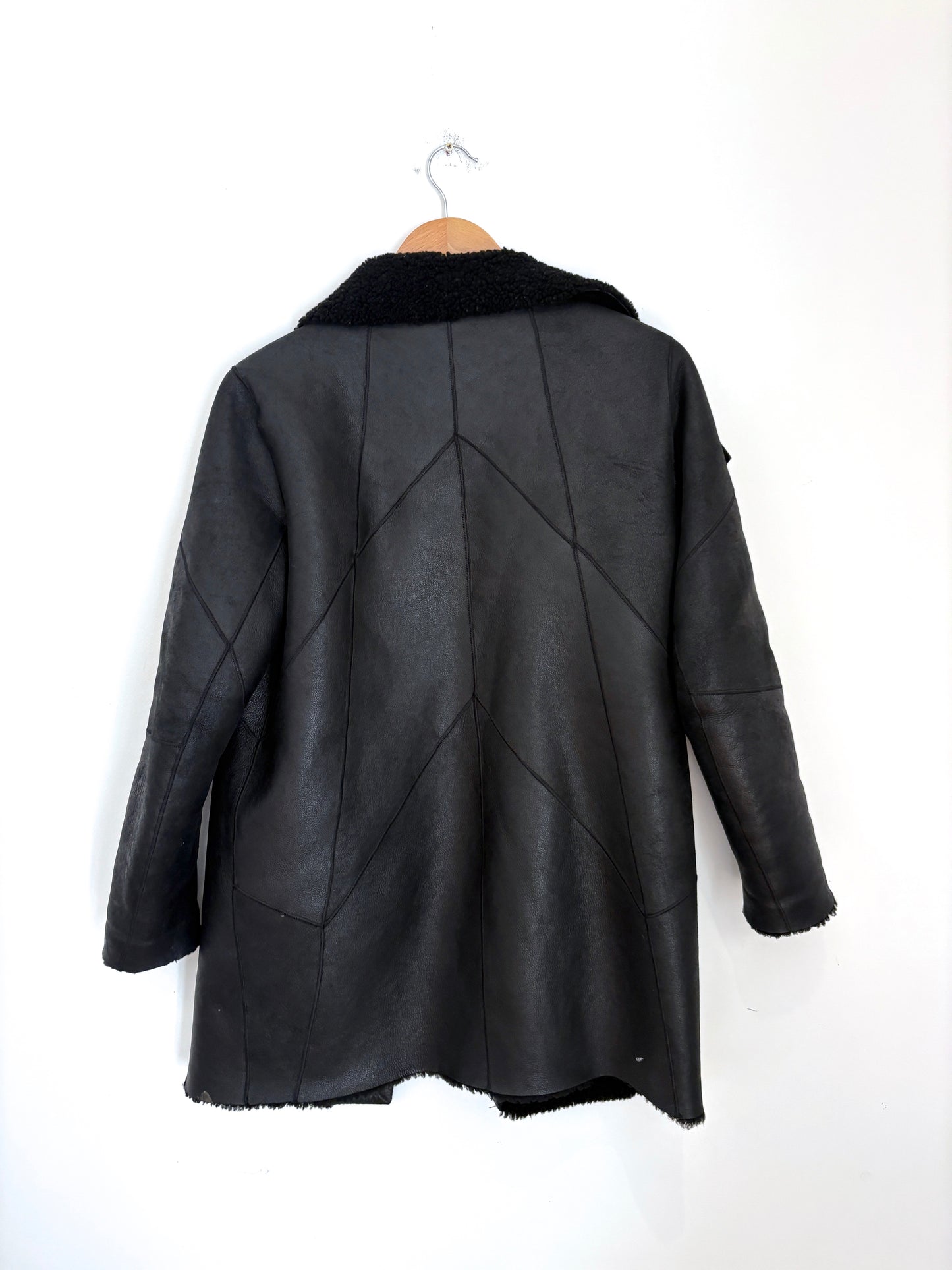 Theory Black Shearling Coat S