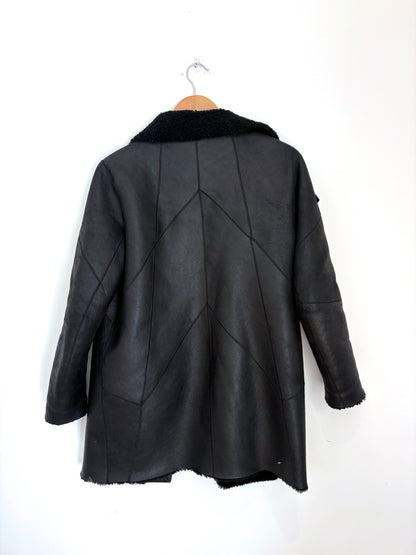 Theory Black Shearling Coat S