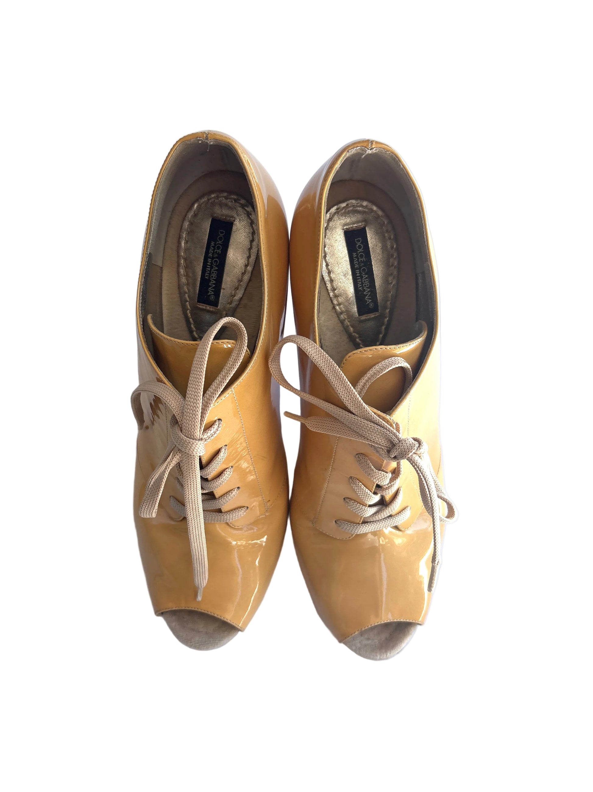 Dolce & Gabbana Patent Leather Lace Up Boots