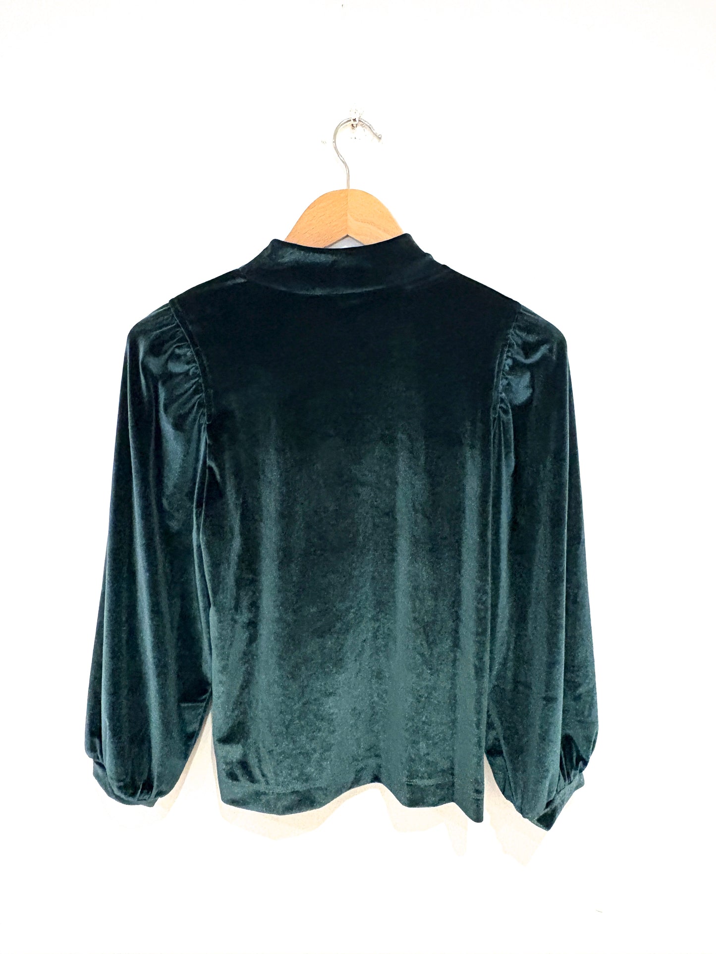 New With Tags Whistles Green Velvet High Neck Top S
