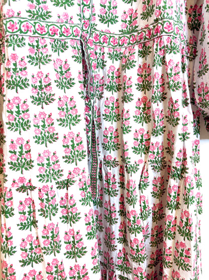 Pink City Prints Women's Hollyhock Bouquet Maria Dress L
