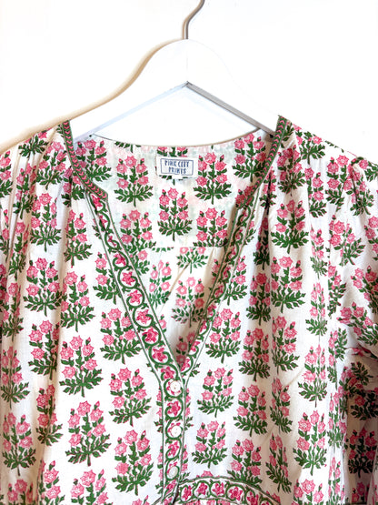 Pink City Prints Women's Hollyhock Bouquet Maria Dress L