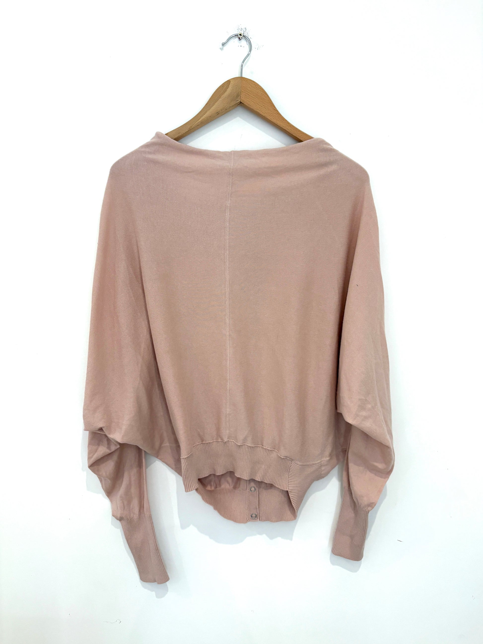All Saints Pink Button Cowl Neck Top