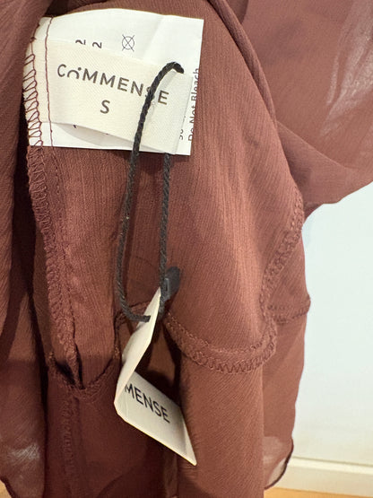 New With Tags Commense Ruffled Brown Chiffon Dress S