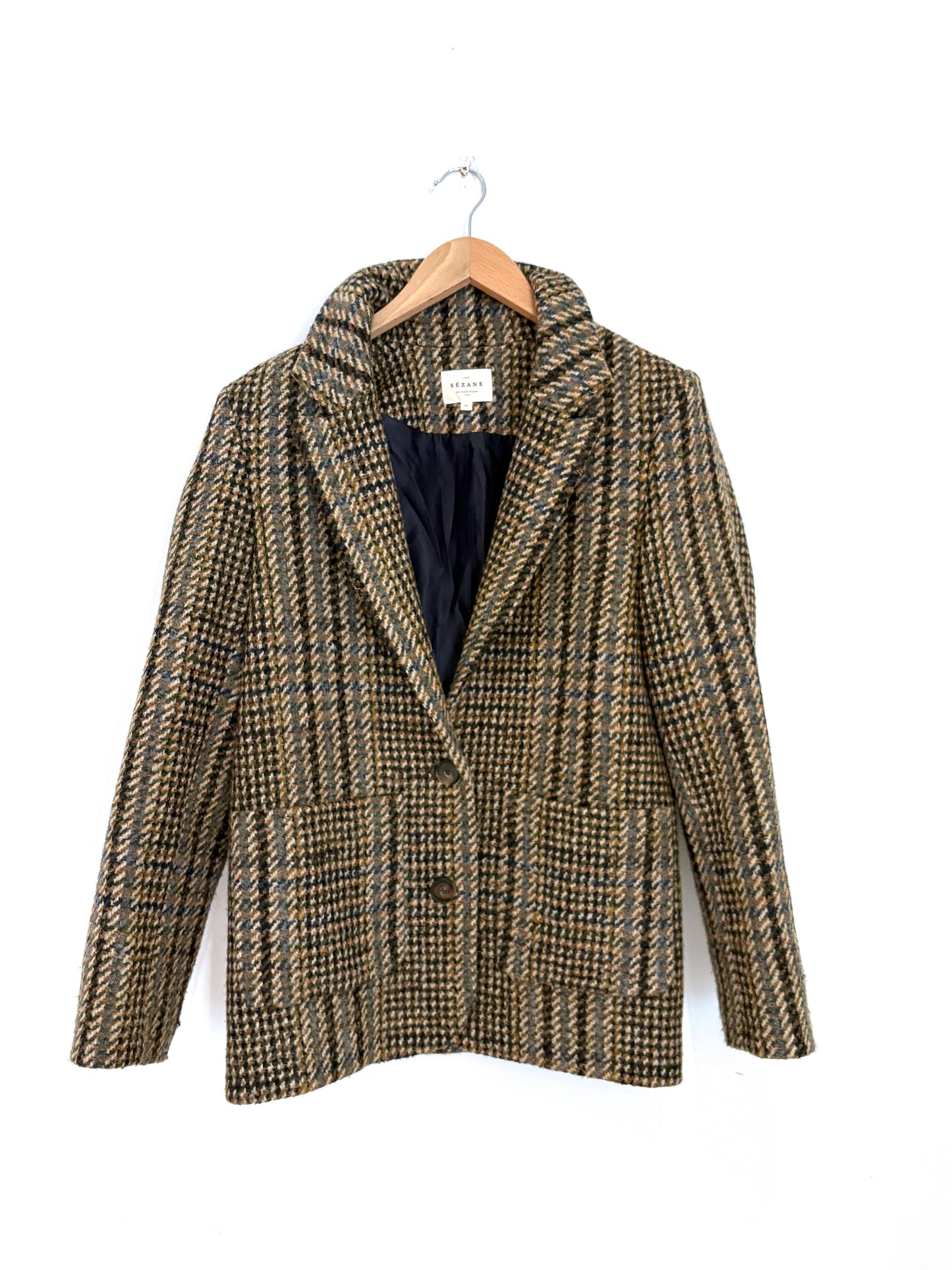 Sézane Wool Check Coat 