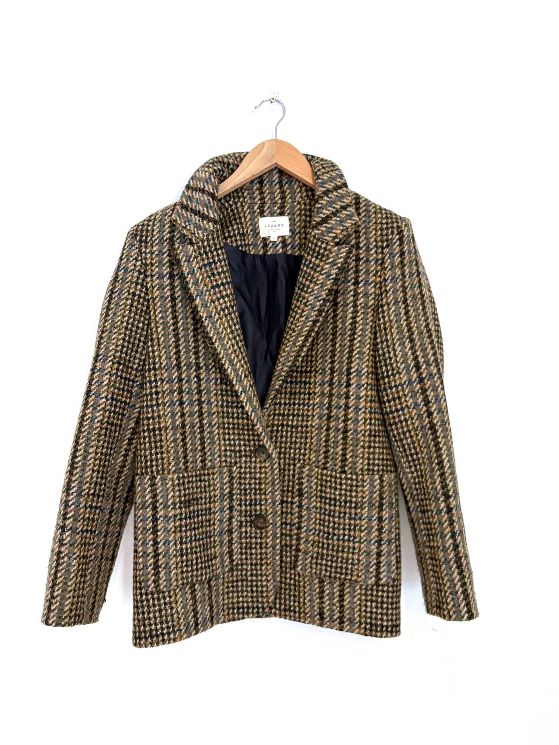 Sézane Wool Check Coat 