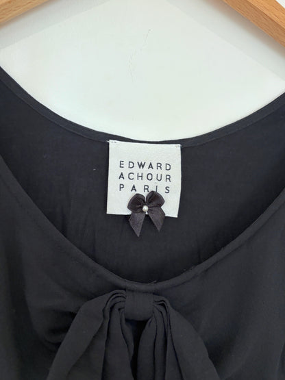 Edward Achour Paris Black Silk Top UK 8