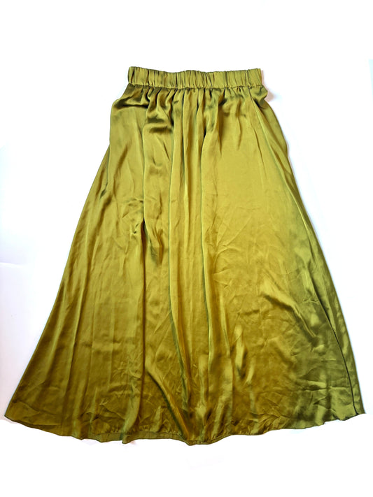 Zara green silky satin skirt