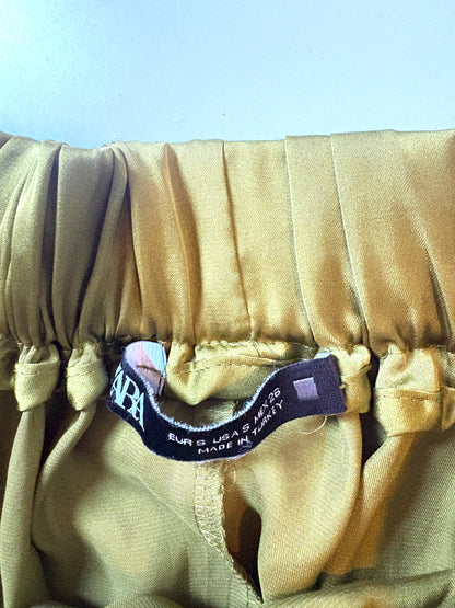 Zara Green Silky Satin Skirt S