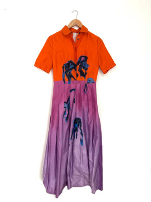Stella Jean Orange & Purple Print Dress UK 8