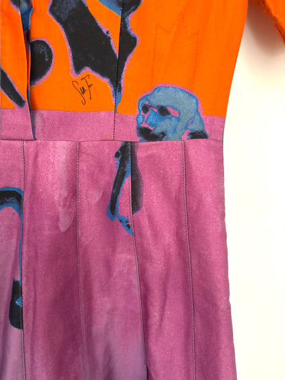 Stella Jean Orange & Purple Print Dress UK 8
