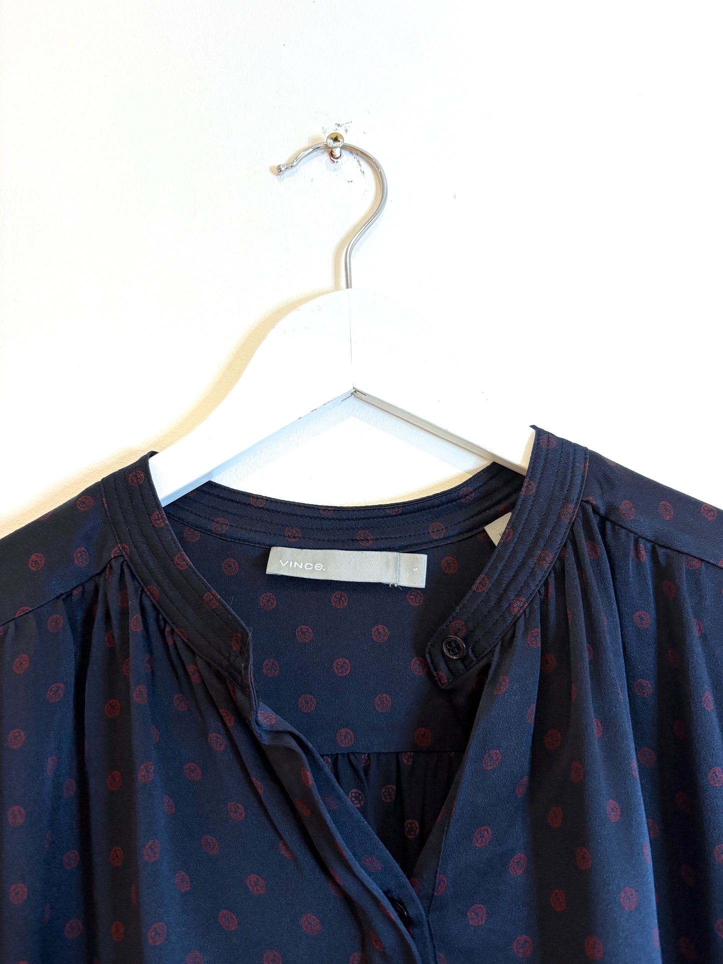 Vince Navy Silk Blouse S