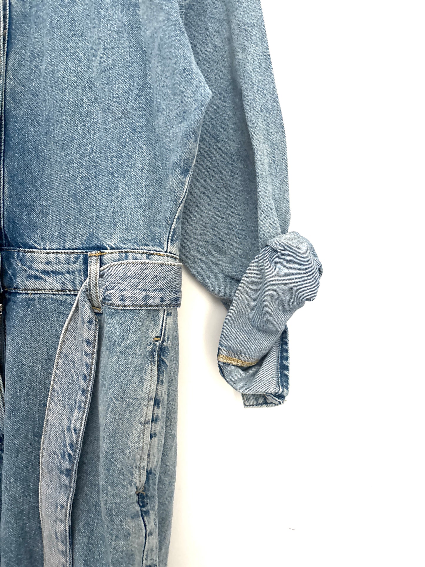 Mango Belted Denim Jumpsuit S