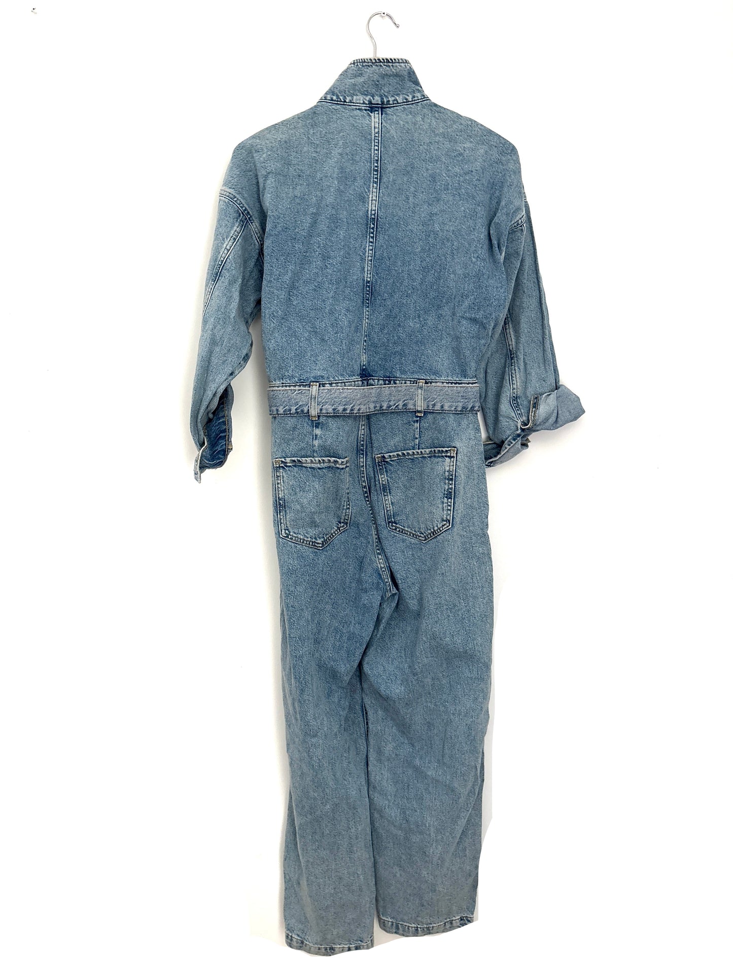 Mango Belted Denim Jumpsuit S