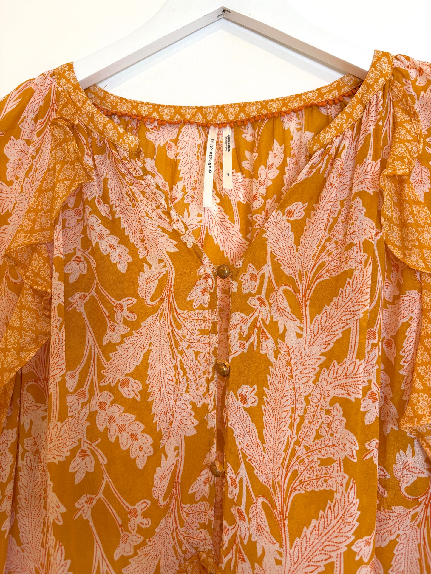 Anthropologie Long Paisley Blouse XS