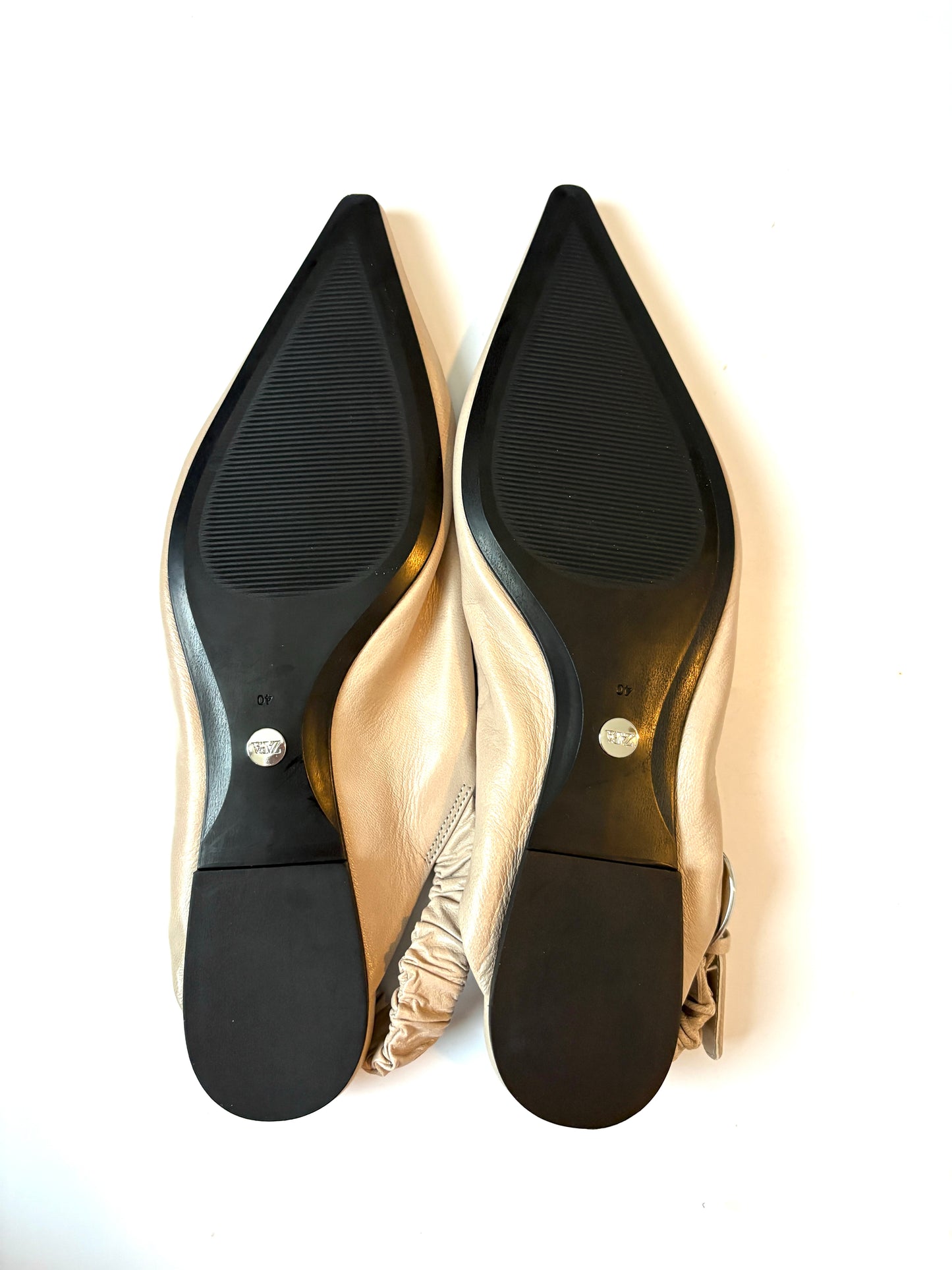 Zara Beige Elasticated Flat Pumps UK 7