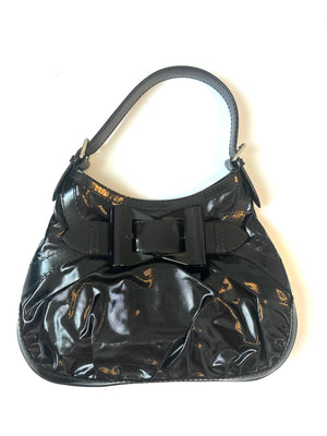 Gucci Shiny Black Queen Hobo Bag