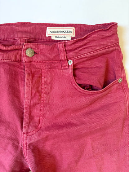 Alexander Mcqueen Red Cropped Jeans UK 10