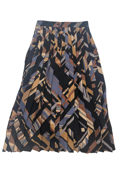 Jaeger 70s vintage print pleat wool skirt