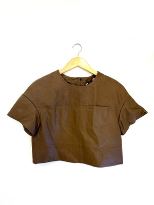 DSQuared2 Brown Leather Crop Top UK 8