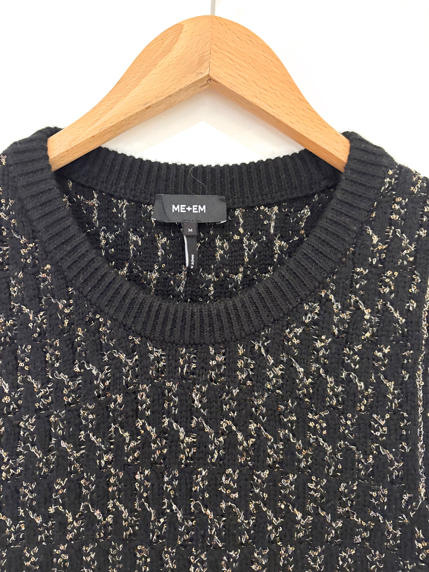 Me+Em Black and Gold Merino Lurex Vest M