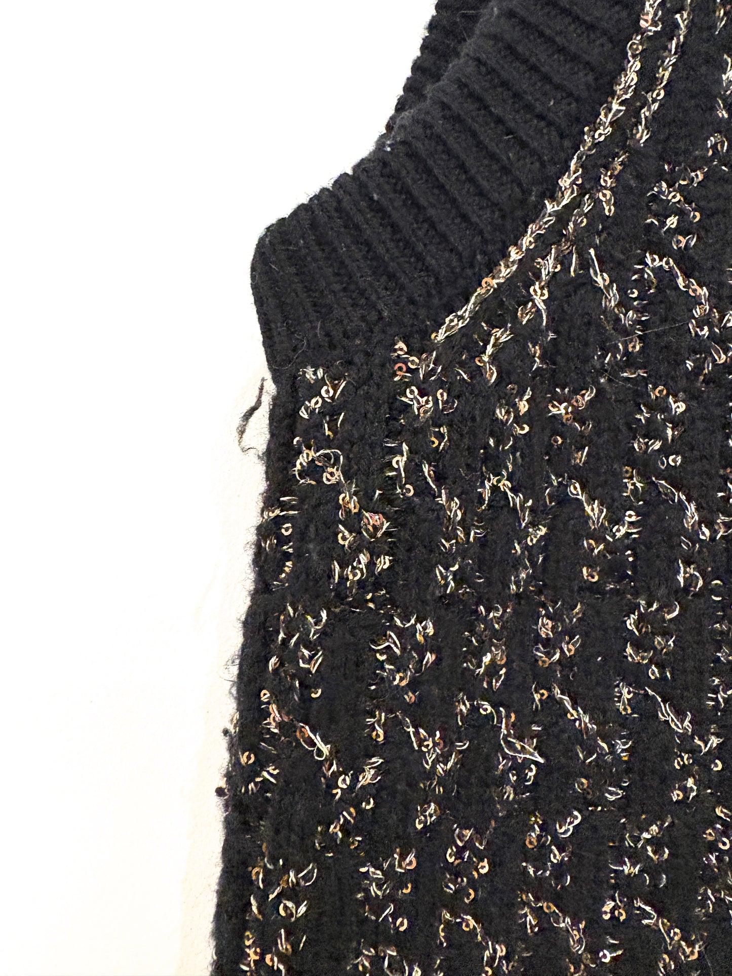 Me+Em Black and Gold Merino Lurex Vest M