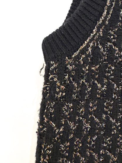 Me+Em Black and Gold Merino Lurex Vest M