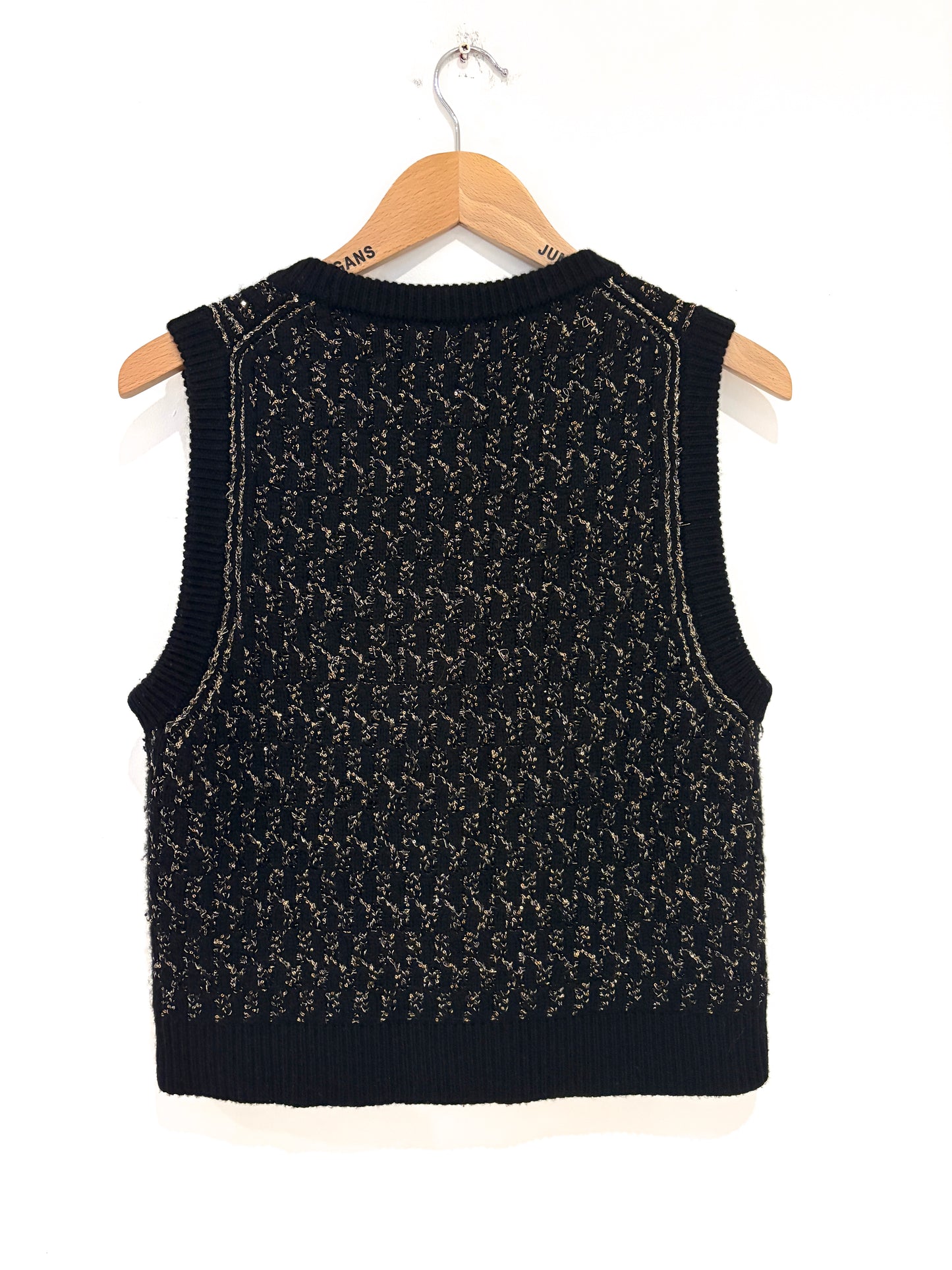 Me+Em Black and Gold Merino Lurex Vest M