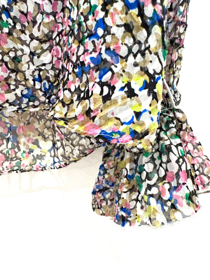 Me+Em Silk-Blend Devoré Confetti Print Blouse UK 10