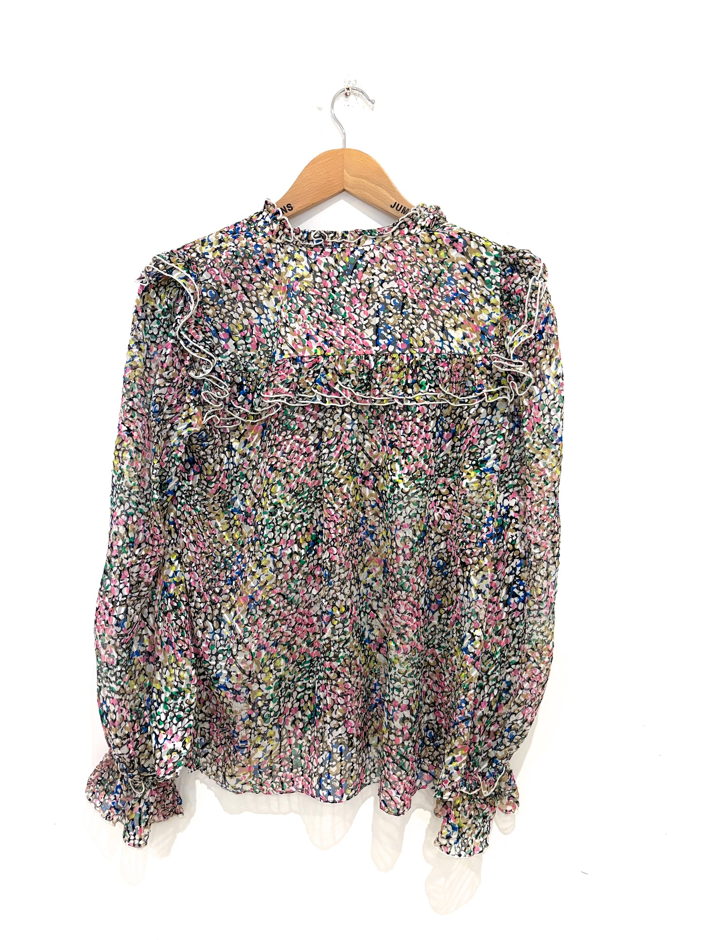 Me+Em Silk-Blend Devoré Confetti Print Blouse UK 10