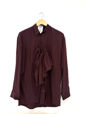 New With Tags Jil Sander Silk Ruffle Trim Blouse UK 6