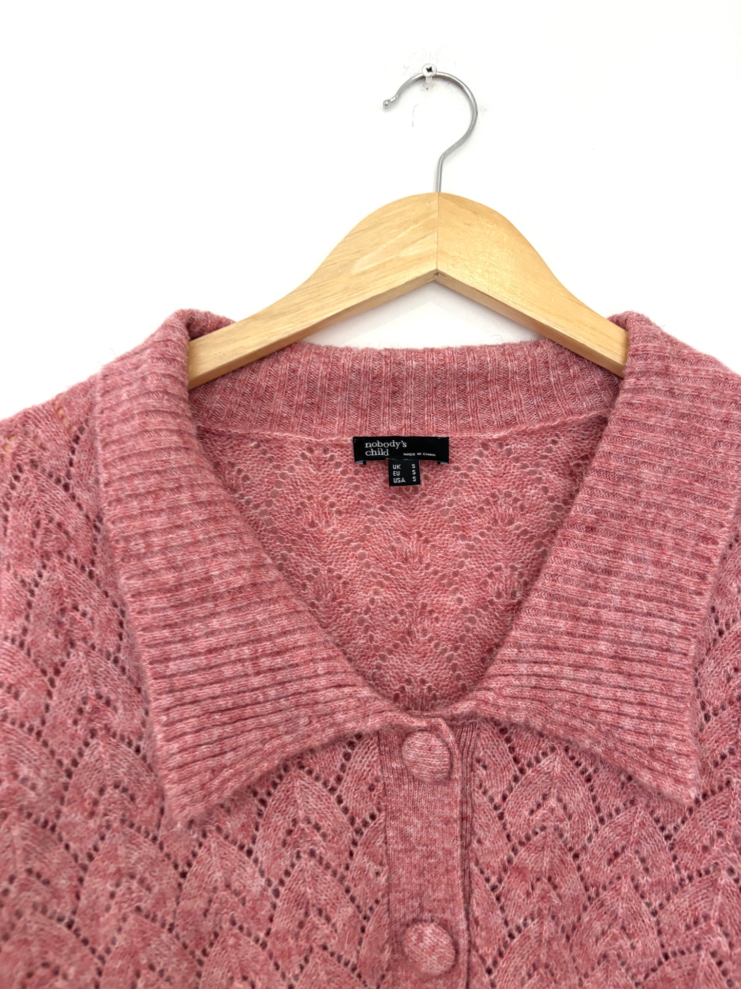 Nobody's Child Wool Blend Pointelle Cardigan S