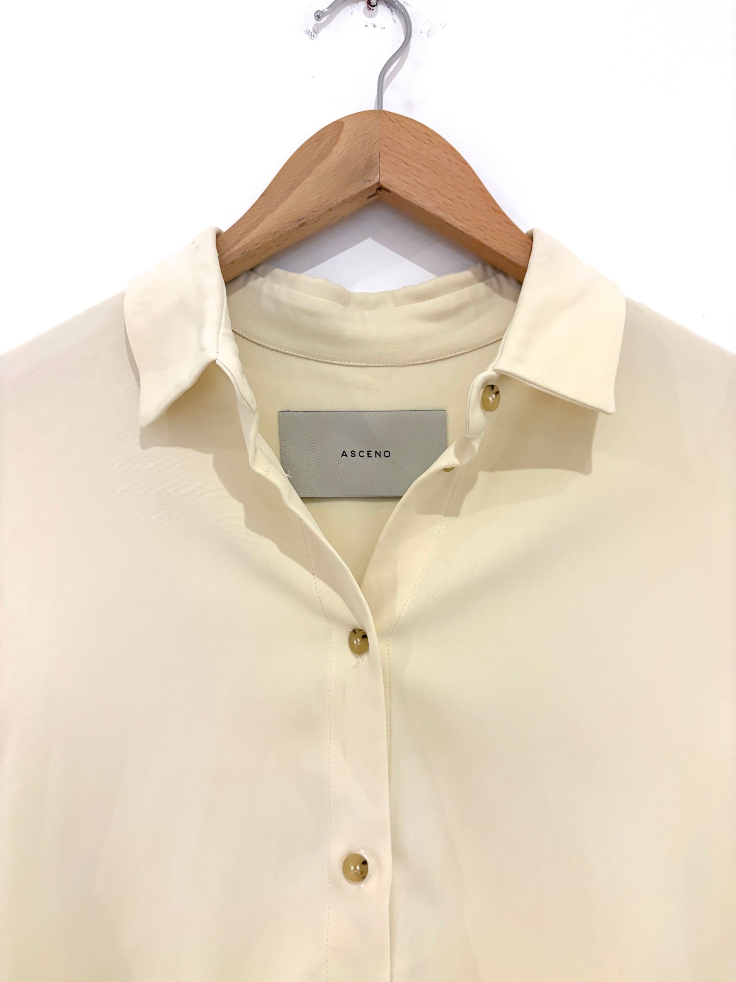 Asceno Cream Silk Shirt S