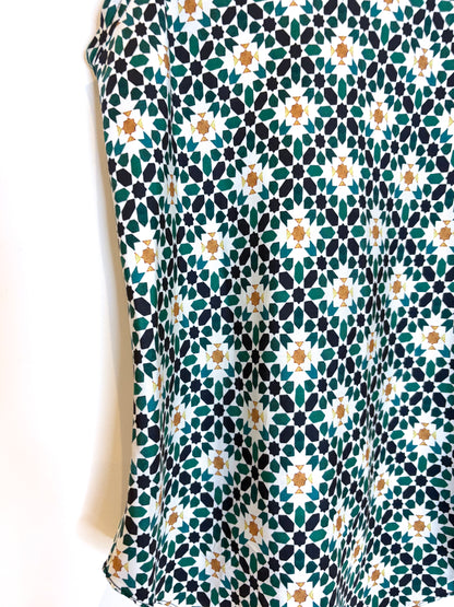 Theory Print Silk Twill Racer Top XS