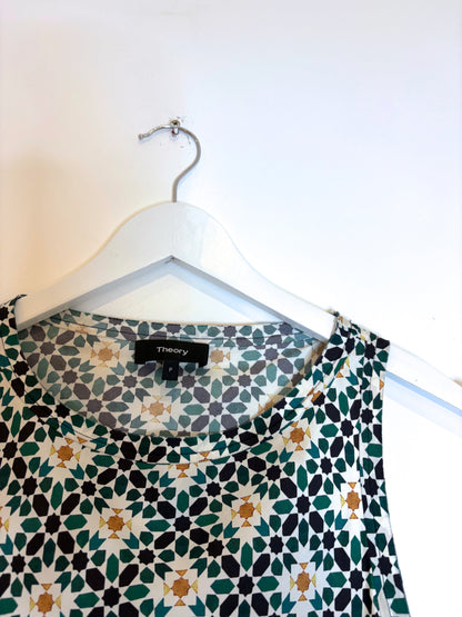 Theory Print Silk Twill Racer Top XS