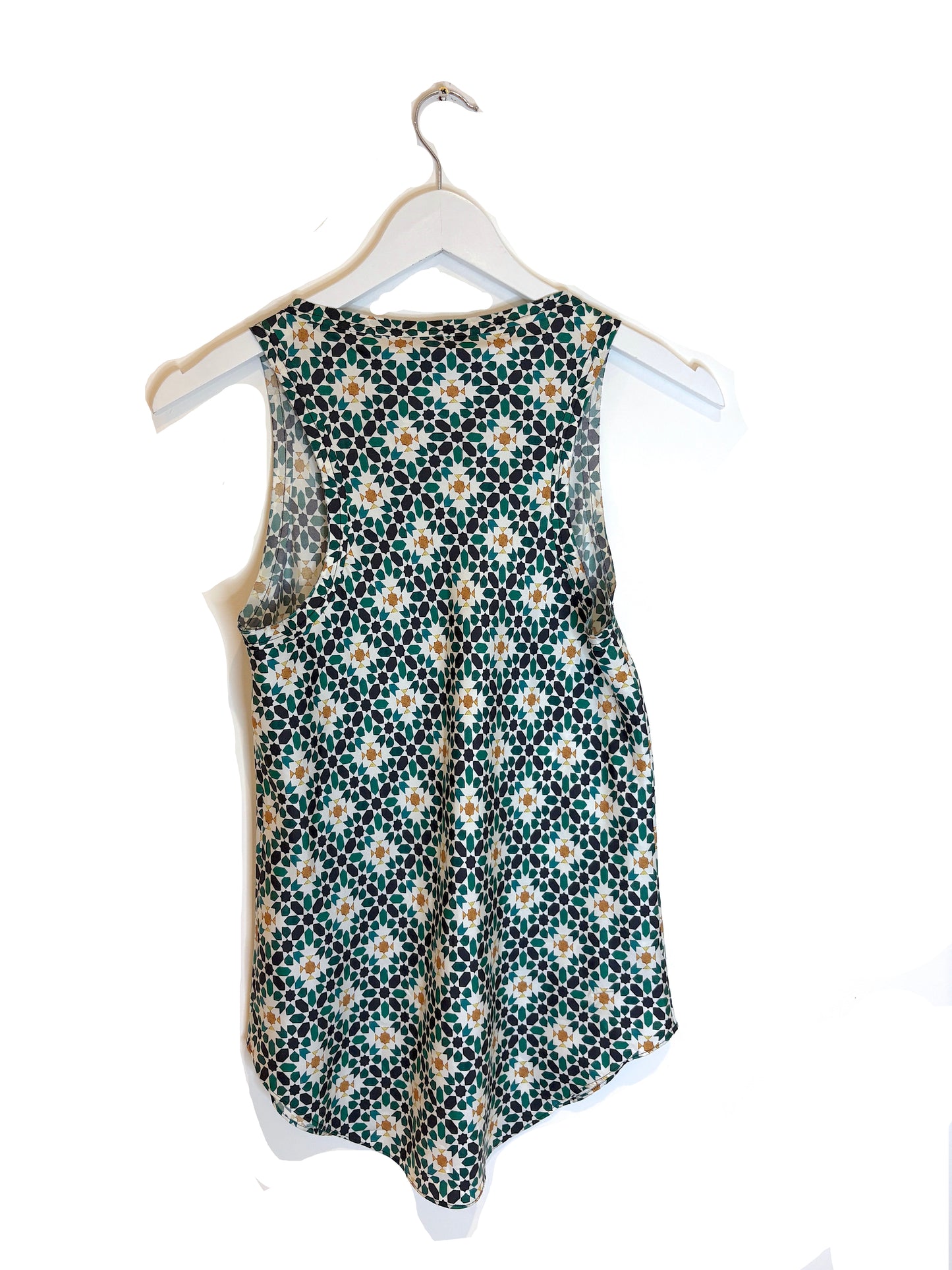 Theory Print Silk Twill Racer Top XS
