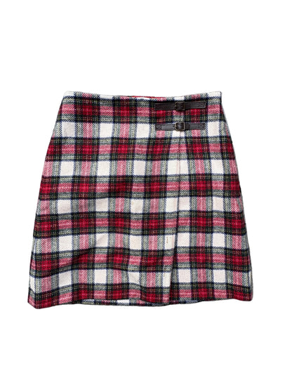 Hobbs red check wool skirt
