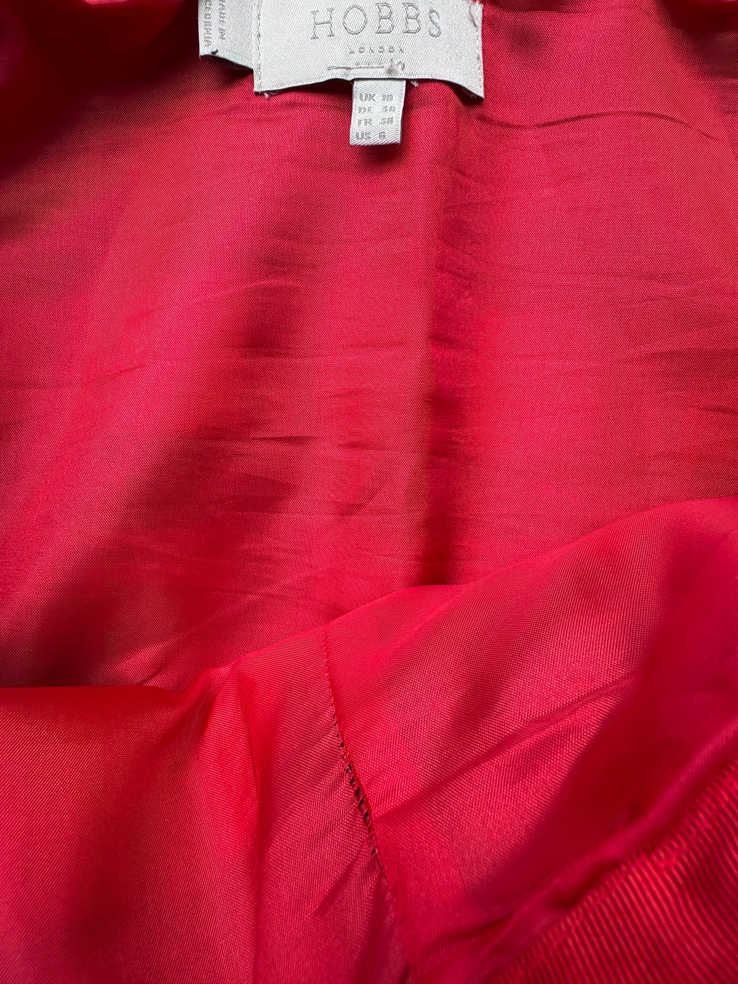 Hobbs Red Check Wool Skirt UK 10