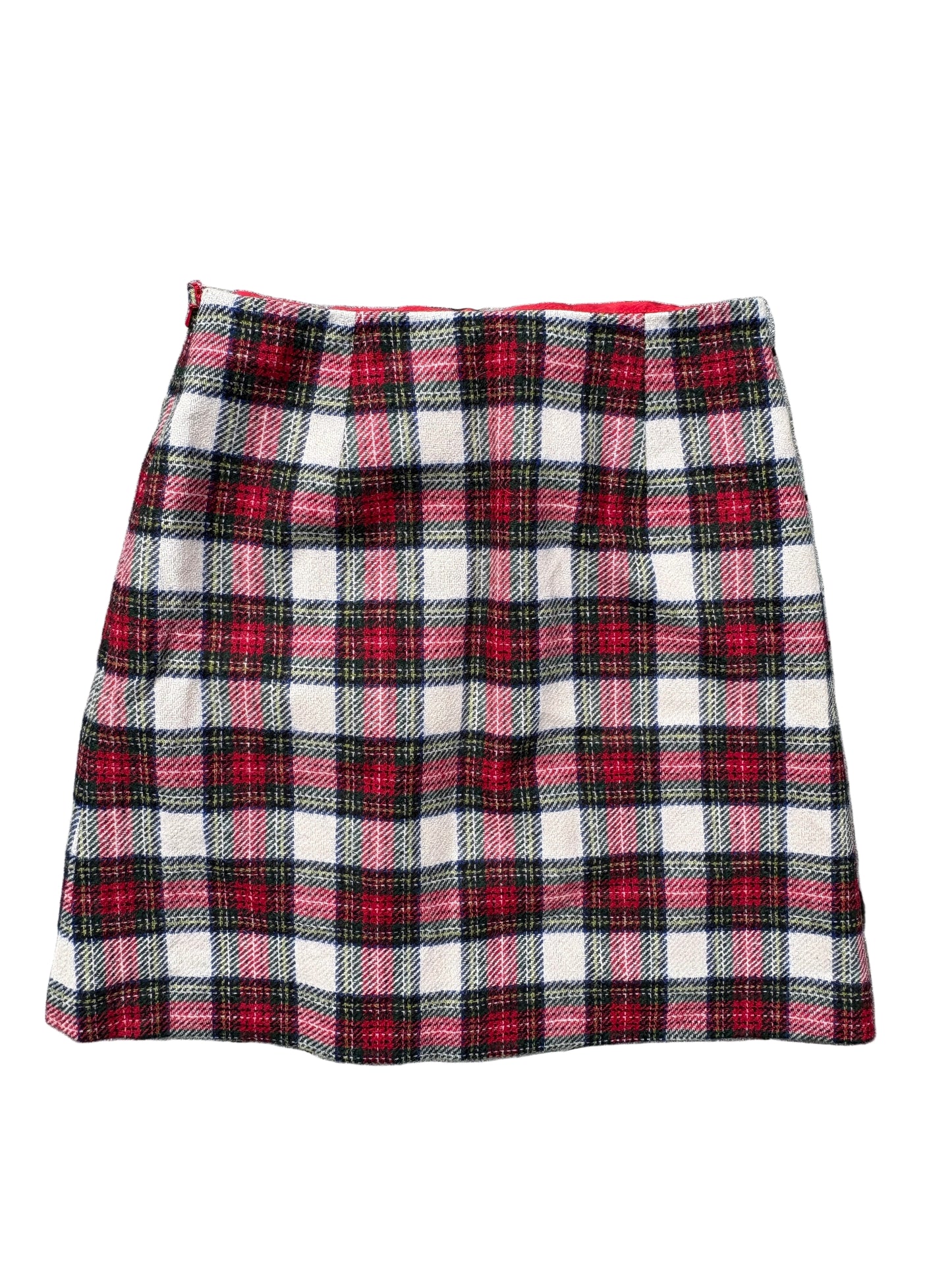 Hobbs Red Check Wool Skirt UK 10