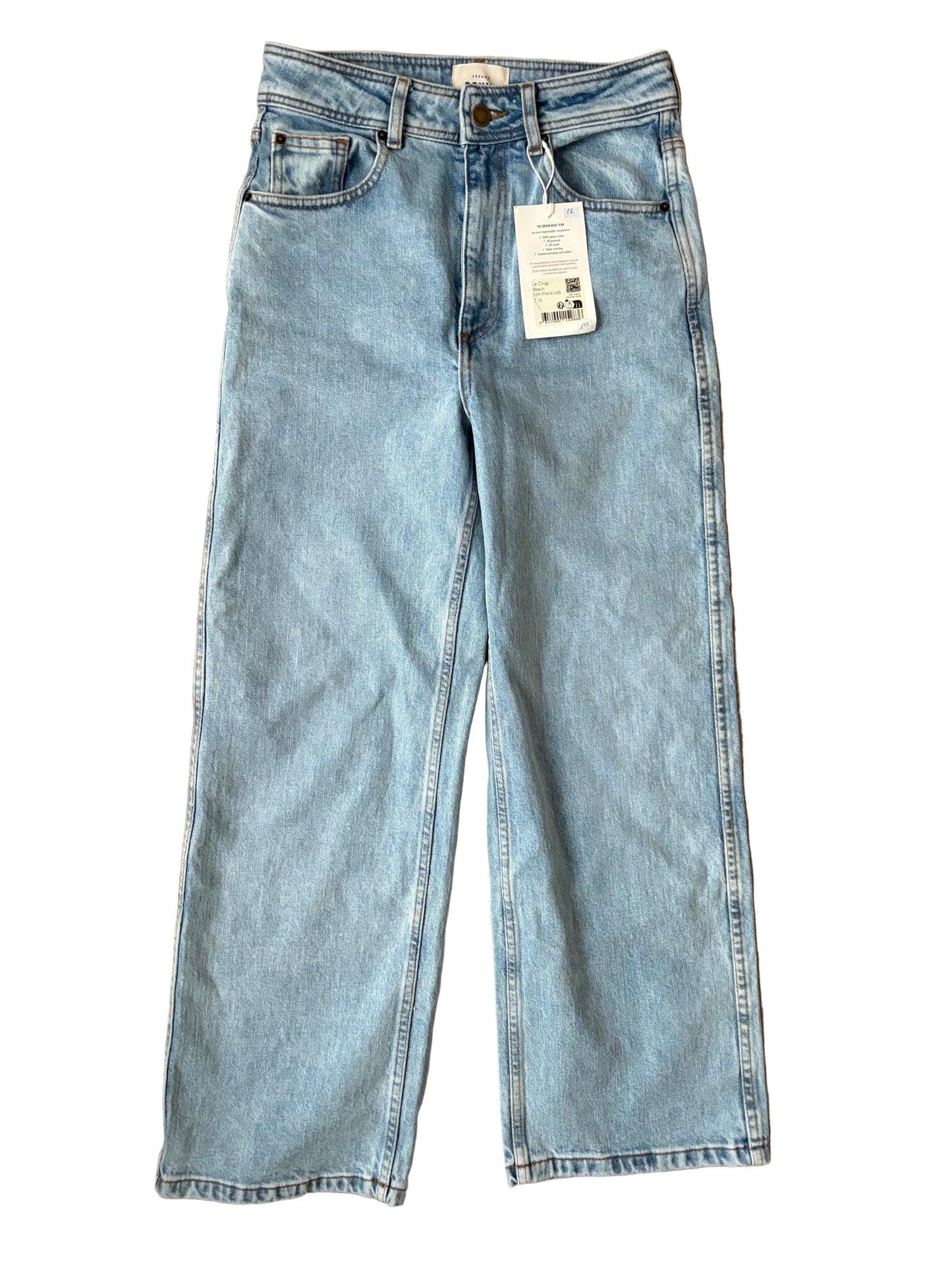 Sézane Le Crop Straight Leg Jeans Bleach