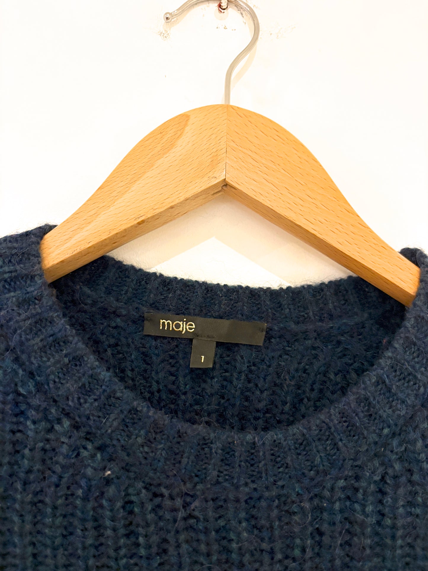 Maje Navy Wool Blend Jumper S