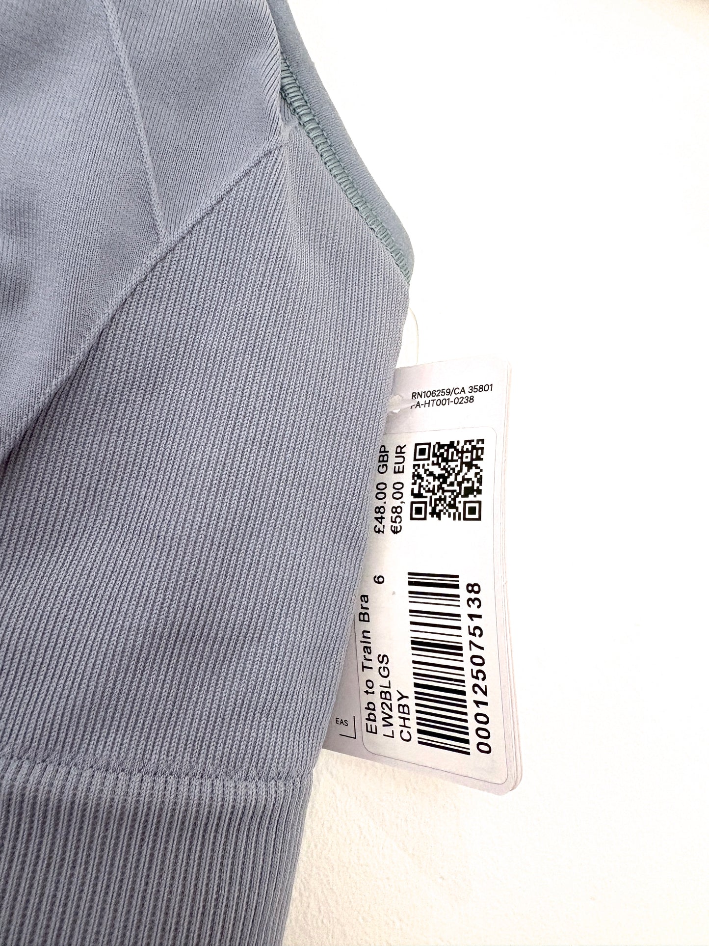 New With Tags Lululemon Ebb to Train Bra Blue UK 10