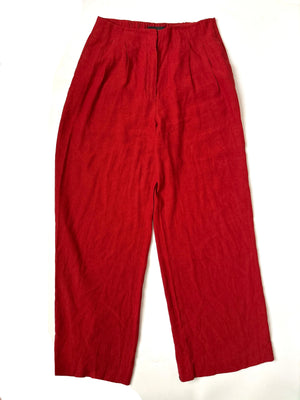 Massimo Dutti Red Linen Blend Trousers UK 8