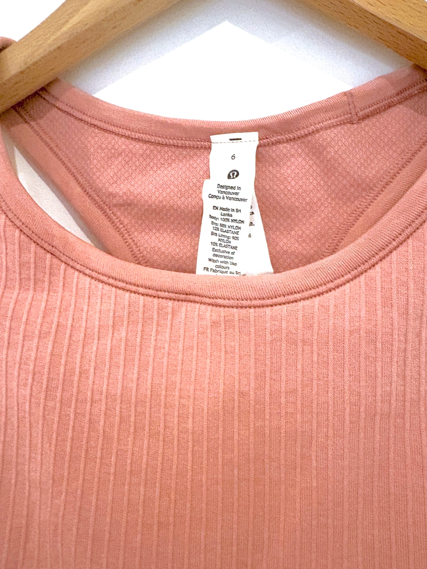 Lululemon Pink Ribbed Sports Top UK 10